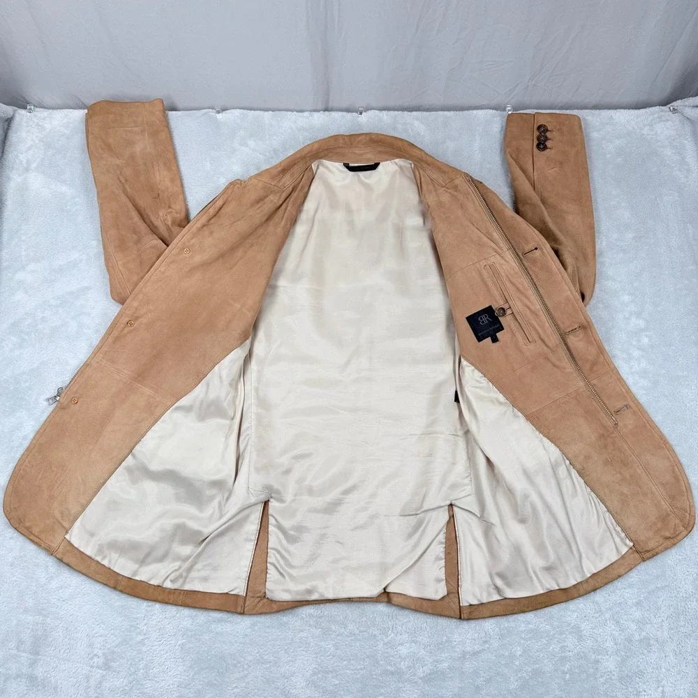 Vintage Banana Republic Suede Field Jacket Mens Small Tan Chore Coat Leather Y2K